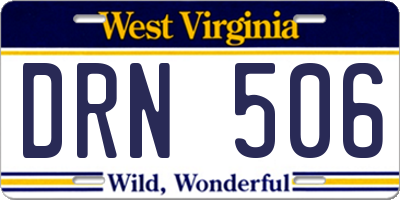 WV license plate DRN506