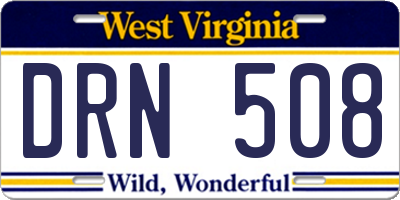 WV license plate DRN508