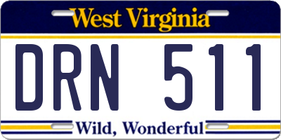 WV license plate DRN511