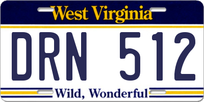 WV license plate DRN512