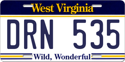WV license plate DRN535