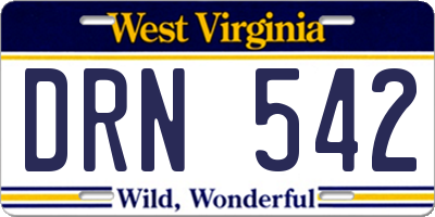 WV license plate DRN542
