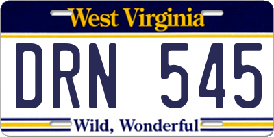 WV license plate DRN545