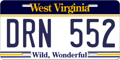WV license plate DRN552