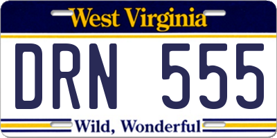 WV license plate DRN555