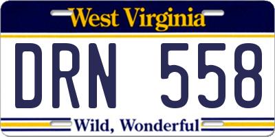WV license plate DRN558