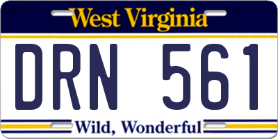 WV license plate DRN561