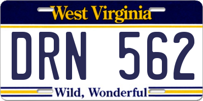 WV license plate DRN562