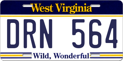 WV license plate DRN564
