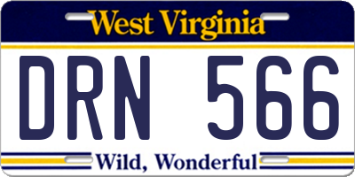 WV license plate DRN566
