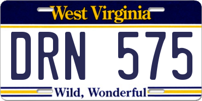 WV license plate DRN575