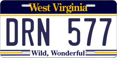 WV license plate DRN577