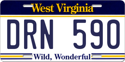 WV license plate DRN590