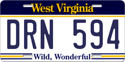 WV license plate DRN594