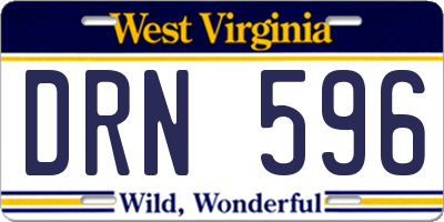 WV license plate DRN596