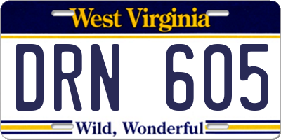 WV license plate DRN605