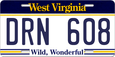 WV license plate DRN608