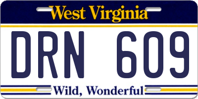 WV license plate DRN609