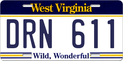 WV license plate DRN611