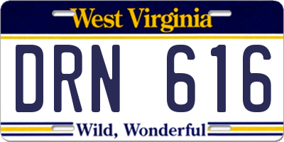 WV license plate DRN616
