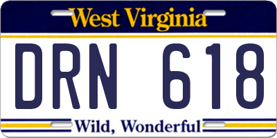 WV license plate DRN618
