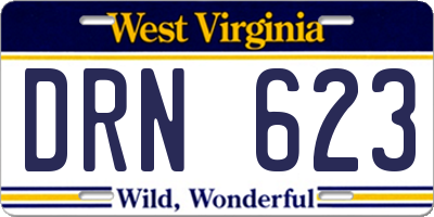 WV license plate DRN623