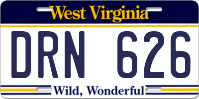 WV license plate DRN626