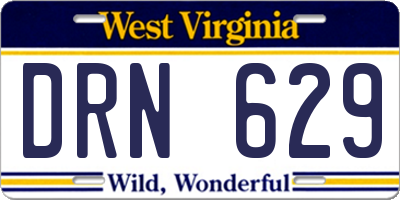 WV license plate DRN629