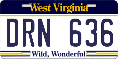 WV license plate DRN636
