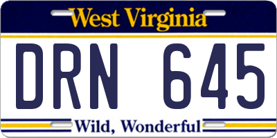 WV license plate DRN645