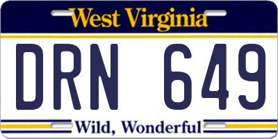 WV license plate DRN649