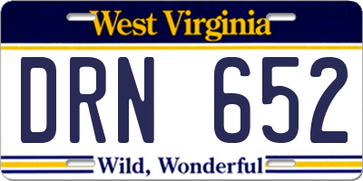 WV license plate DRN652
