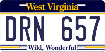 WV license plate DRN657