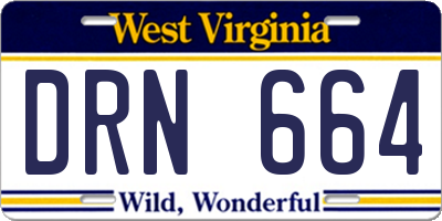 WV license plate DRN664