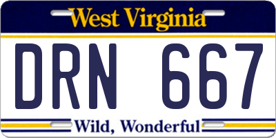 WV license plate DRN667