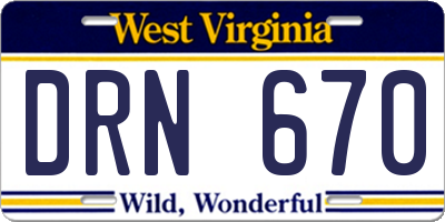 WV license plate DRN670