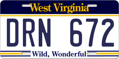 WV license plate DRN672