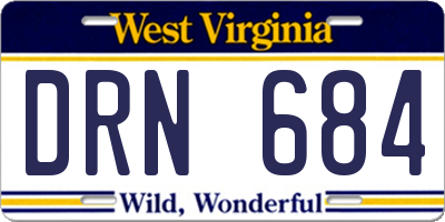 WV license plate DRN684