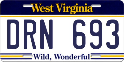 WV license plate DRN693