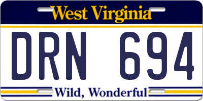 WV license plate DRN694