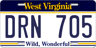 WV license plate DRN705