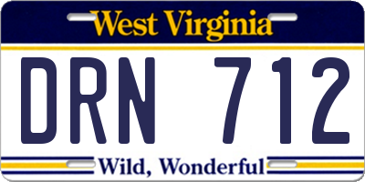 WV license plate DRN712