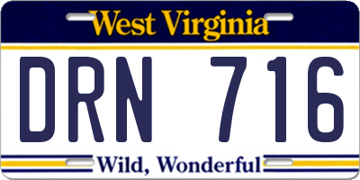 WV license plate DRN716