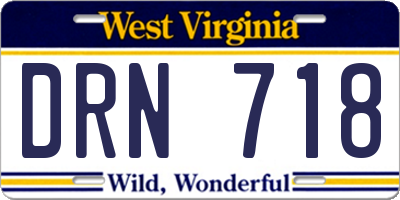 WV license plate DRN718