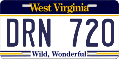 WV license plate DRN720