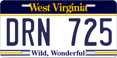 WV license plate DRN725