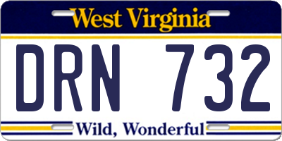 WV license plate DRN732