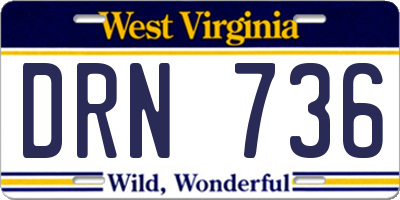 WV license plate DRN736