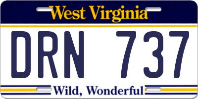 WV license plate DRN737