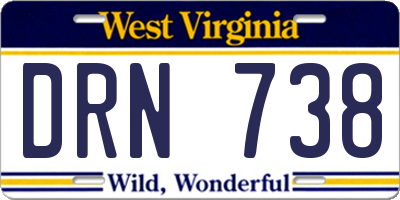 WV license plate DRN738